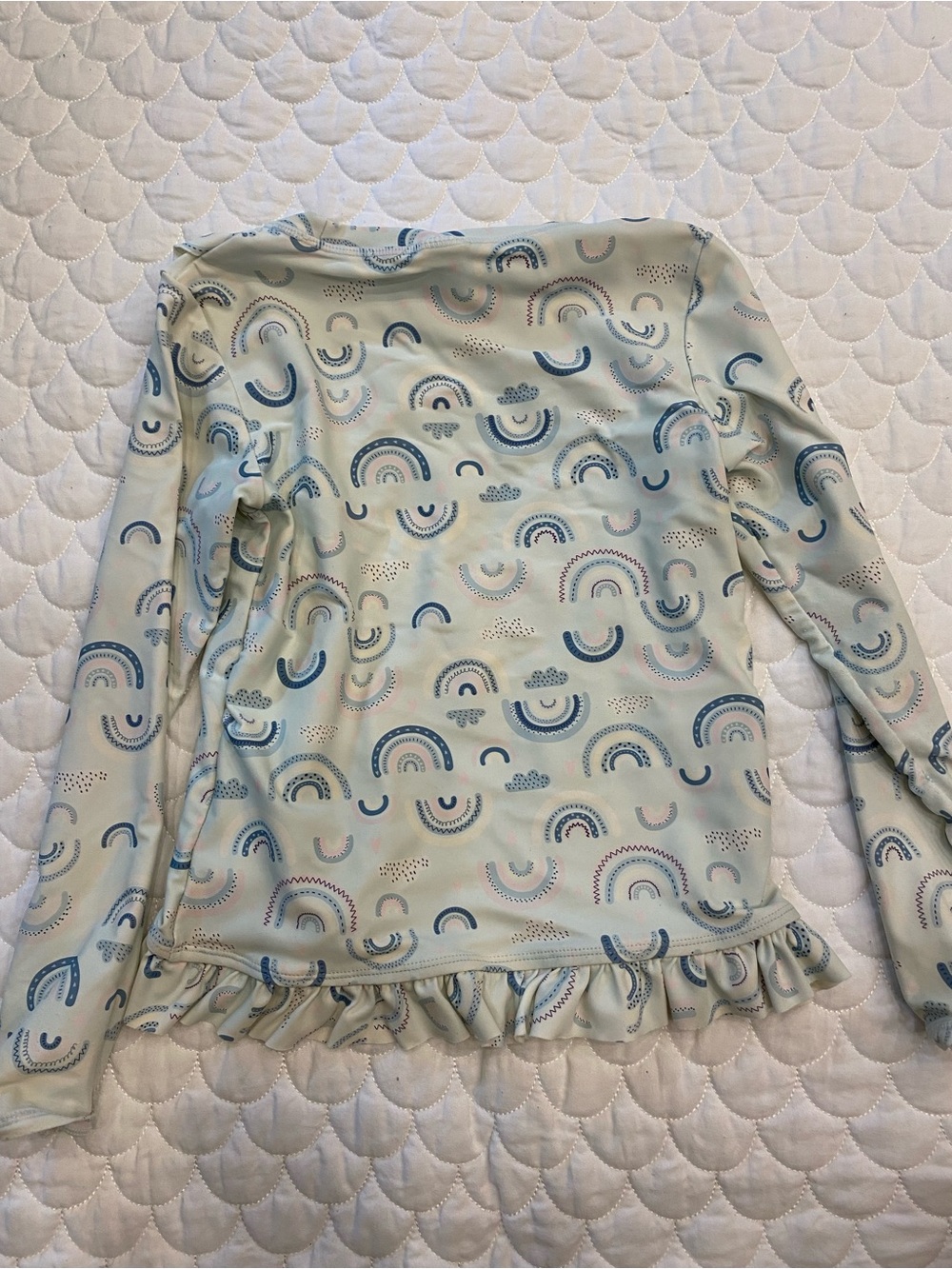 Ruffle Butts Rainbow Print Long Sleeve Ruffle Rash Guard Swimsuit Girls 7 - Picture 4 of 5